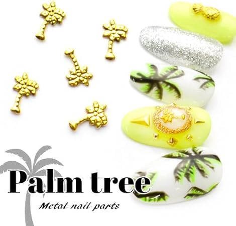 Amazon ヤシの木 パームツリー 南国 メタルネイルパーツ シルバー 5個入 スタッズ ジェルネイル ネイルタウン スタッズ 通販