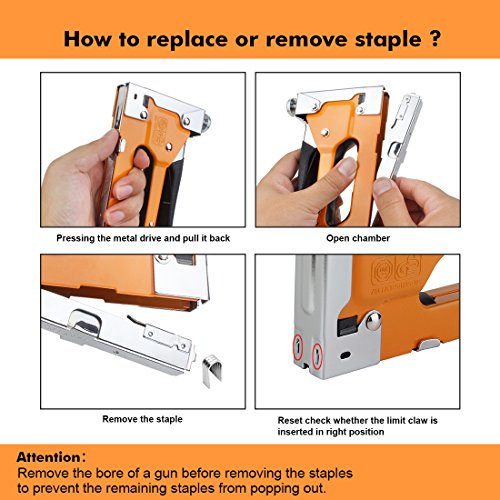 Staple Gun with Staples, Genround 3-in-1 Upholstery Staple Gun, Heavy Duty Staple Gun, Hand Operated Nail Gun, Industrial Staple Gun for Home DIY, Wood, Cable, Furniture