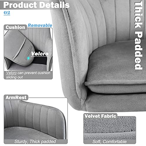 Jacky Home Velvet Office Desk Chair with MidBack, Modern Height Adjustable 360° Swivel