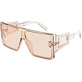 FEISEDY Square Oversized Flat Top Sunglasses With Side Lens Integrated For Women Men B4028