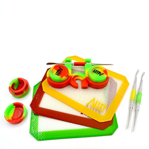 SILICONE ALLEY Carving Tool/Carver (3) + [Rasta Edition KIT] Red/Yellow/Green Mat (3) + Wax Jar of Tie Dye Dabs of Colors (3) + Container Holder (1) - Thumbnail 3