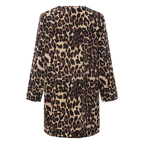 AgrinTol Women Coat,Clearance Leopard Winter Warm New Wind Cardigan Print Long Coat - Thumbnail 4