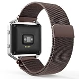 MoKo Fitbit Blaze Band , Milanese Loop Mesh Stainless Steel Bracelet Watch Strap for Fitbit Blaze Smart Fitness Watch with Unique Magnet Lock, No Buckle Needed, Frame NOT Included - COFFEE