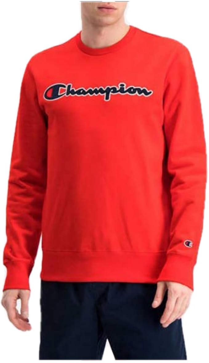 Champion - Men's Round Neck Sweatshirt 214188 in Red (M): Amazon.co.uk ...