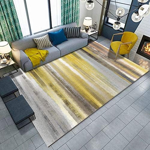LZHDAR Rugs For Living Room Bedroom, Modern Light Yellow Contemporary Pattern Durable Carpet Stylish Interior Size 120 x 160 cm,YellowA,160 * 230cm