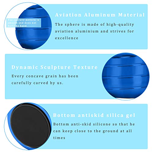 CaLeQi Desktop Ball Transfer Gyro Aluminum Alloy Kinetic Desk Toy Stress Relief Office Executive Gadgets Metal Ball Full Disassembly Rotary Decompression Toy-Small (Blue)