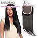 BeiKaShang 4x4 Straight Lace Closure with Bleached Knots Baby Hair Natural Hairline Brazilian Virgin Human Hair Closure Hair Natural Color