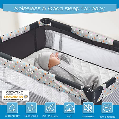 2 Pack GRT Pack N Play Waterproof Mini Crib Mattress Protector, Quilted