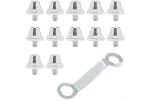 Football Boot Studs, 12pcs Aluminum Alloy Replacement Soccer Cleat Spikes with Wrench, 11mm/13mm/15mm Non-Slip Studs for Rugb