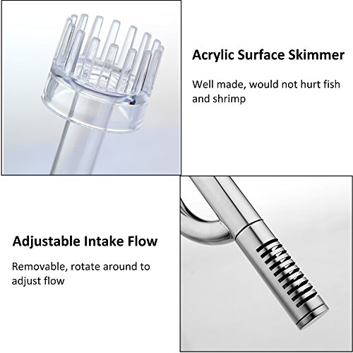 JARDLI Metal Lily Pipe Surface Skimmer Steel Stainless Inflow Outflow for Aquarium Planted Tank (13mm Outflow & 17mm inflow Set)