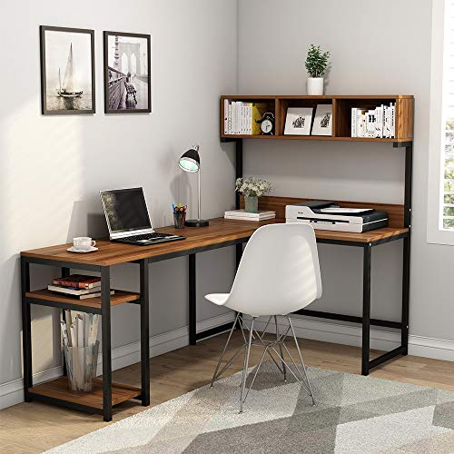 image for Tribesigns L-Shaped Desk with Hutch, 68