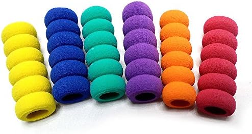 Pencil &amp; Pen Grips -- Soft Foam Writing Aid for Both Left and Right Handed,Correct Posture to Hold Pen Assorted Colors ( 6 pcs.) red,blue,yellow,green,purple,orange