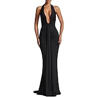 slim fit dress slacks Ivresse Pink Halterneck Ruched Maxi Dress main image 1