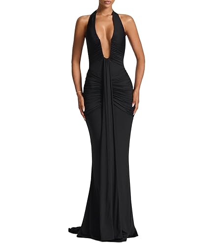 makemechic women's sleeveless split ruched halter party cocktail long dress Tbahhir Womens Elegant Maxi Mesh Patchwork Bodycon Dress Club Evening Black : Clothing, Shoes & Jewelry Dresses Length _okendo:syndication_key:CL136897101 UK SIZE:14 Zapaka Women Sequins Homecoming