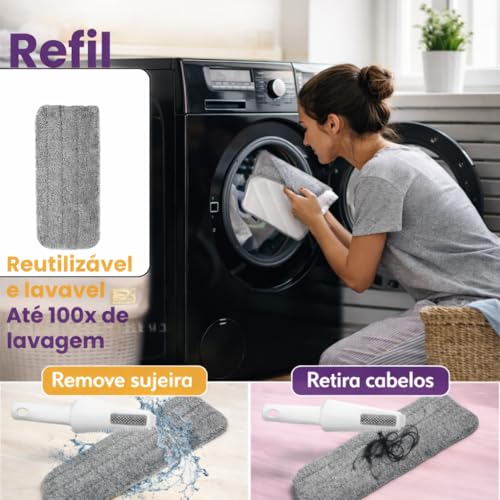 Mop Spray com Reservatório e Refil de Microfibra Lavável, Cabo Ergonômico e Cabeça 360° – Rodo Limpeza para Porcelanato, Laminado e Piso Frio – Limpeza Prática Sem Balde