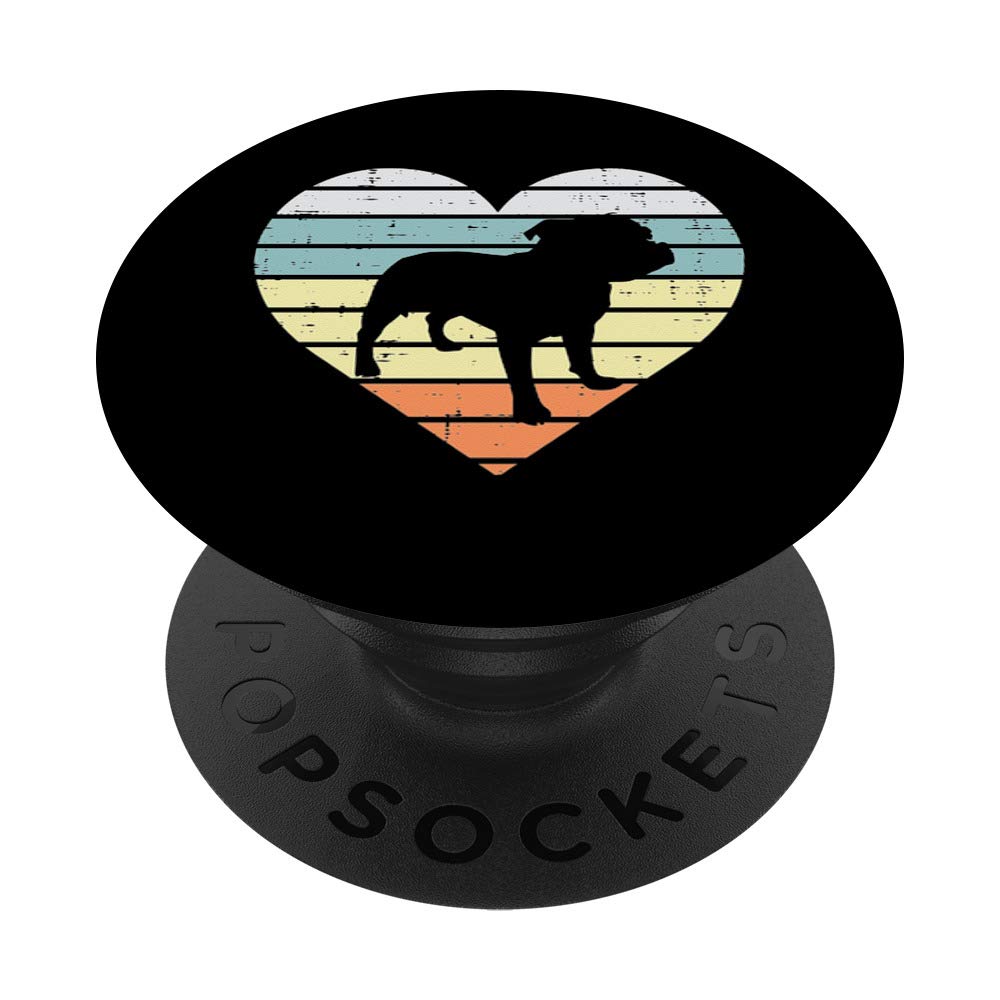 Pitbull Silhouette Heart Retro Pitties Dog Lover Owner Gift PopSockets PopGrip: Swappable Grip for Phones & Tablets