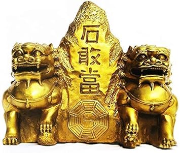 EIN Paar Wächter aus reinem Messing Löwe Fu FOO Hunde Pekinger Löwen