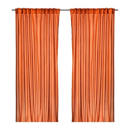 Ikea Vivan Curtains 1 Pair Dark Orange 145x300 Cm Amazon Co