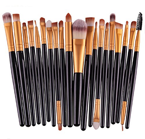 MELADY20pcs Multi-function Black+Gold Pro Cosmetic Powder Foundation Eyeshadow Eyeliner Lip Makeup Brushes Sets