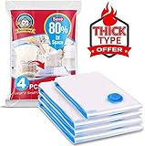 BoxLegend Vacuum Storage 4 Pack (3 Large, 1 Small) 80% More Space Saver Bags for Clothes, Blankets, Pillows, Transparent