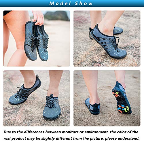 Ansbowey Mens Womens Water Shoes Quick-Dry Barefoot Aqua Shoes for Beach Swim Surfing Diving Walking Fitness Driving Yoga Outdoor Aerobics Sports Grey 4.5 M US Women/3.5 M US Men