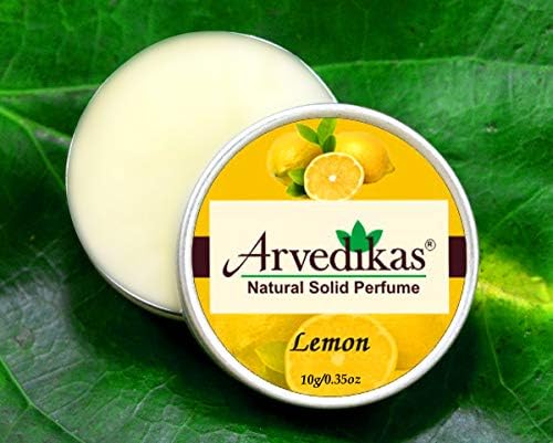 Arvedikas Lemon Natural Solid Perfume Beeswax/Mini Jar/Floral Fragrance/Organic Vegan Travel Perfume/Pocket Size Compact Cologne/Scented Balm/Body Parfum/Gift for Her (10gm - 0.35oz)