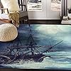 ALAZA Night Scene with Pirate Ship Octopus Area Rug Rugs for Living Room Bedroom 7' x 5'