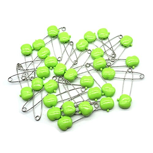 GTONEE Cute Fruit Apple Baby Safety Pins Secure Clips for Fastening Baby Clothes Diaper Napkins Stainless Steel Size L 5.3CM 30PCS