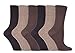 Gentle Grip - 6 Pack of Ladies Diabetic Socks -5-9 us (Brown)