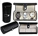 STARSIDE Travel Watch Storage Organizer for 3 Watches Leatherette Roll Great Gift