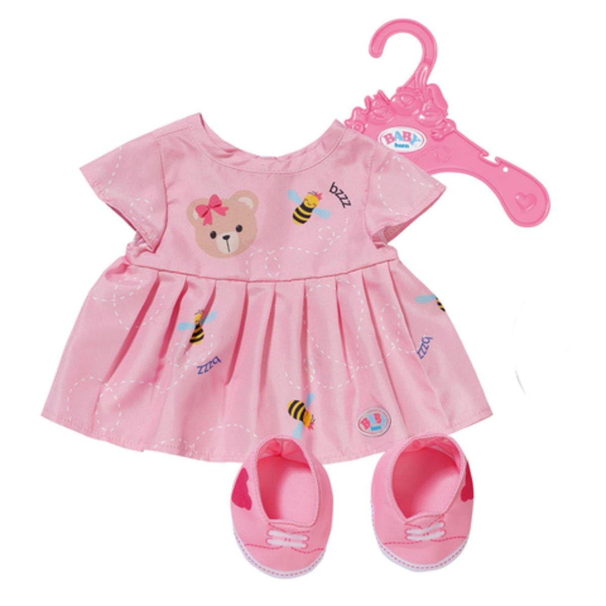 Baby born Bear Little Dress 834442 - Clothing for BABY born Bear and Dolls up to 36cm - Bear Themed Dress with Shoes - Suitable for Kids from 1+