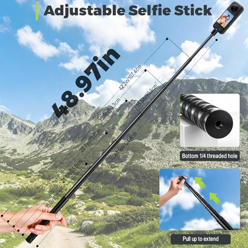 Motorcycle Mount for Insta360 X5 X4, Bike Handlebar Mount Kit with Invisible Selfie Stick 120cm and Dual Clamp Accessory for Insta 360 X5 X4 X3 ONE X2 GoPro Hero 13 12 DJI Osmo Pocket 3