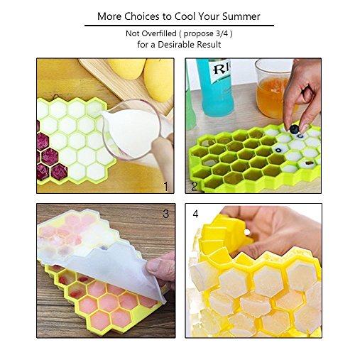 Silicone Ice Cube Trays 5 pack -Easy-Release and Flexible Ice Trays with Spill-Resistant Removable Lid, LFGB Certified and BPA Free, Stackable Durable and Dishwasher Safe - Thumbnail 2
