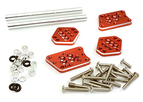 Integy RC Model Hop-ups C27306RED Billet Machined Adjustable Shock Mount Plate (4) for Axial 1/10 SCX10 II