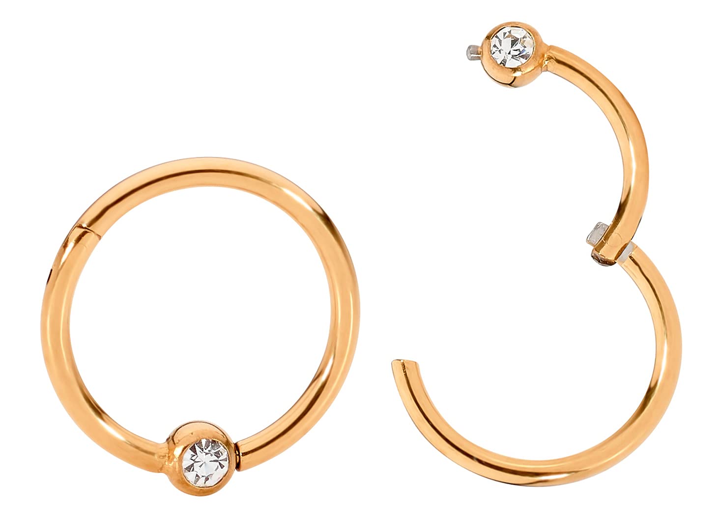 365 SLEEPERS (8mm 16G) 316L Surgical Steel Hypoallergenic Gem BCR Ball Closure Septum Jewelry Hinged Segment Ring Body Piercing Hoop Lip Rings Helix Cartilage Rook Sleeper Earrings