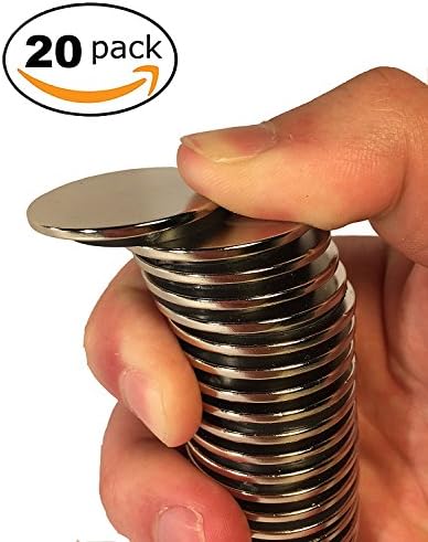 20 Pack - Neodymium Disc Magnets - Claw Magnetics - 1.26”D x 0.08”H