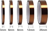 YIXISI 5pc Kapton Tape Polyimide High Temp 3-25mm x 33m Sublimation 3D Printer view 2