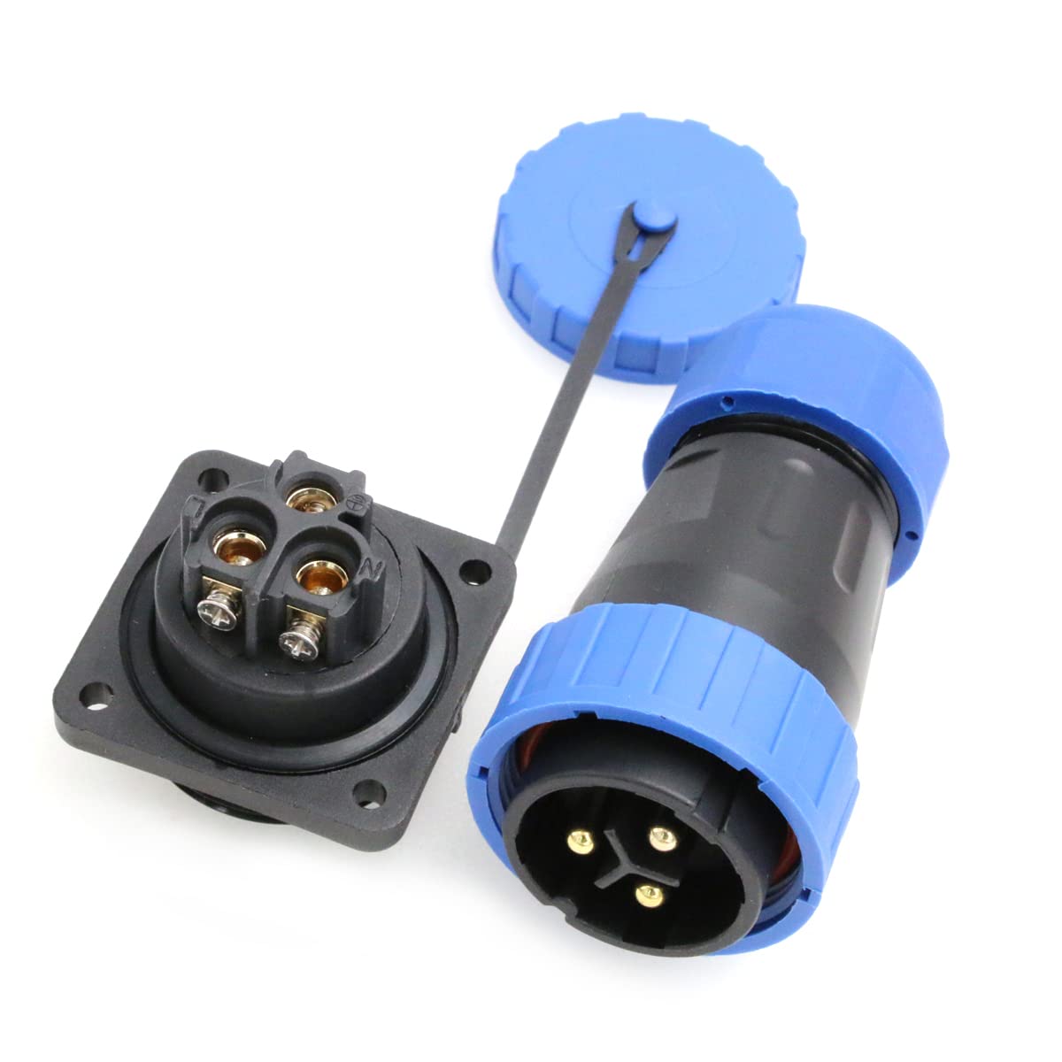 DRRI TY28 380V High Voltage Solder-Free Waterproof Screw Crimp Square Panel Mount Connector 3Pin Male Plug Female Socket