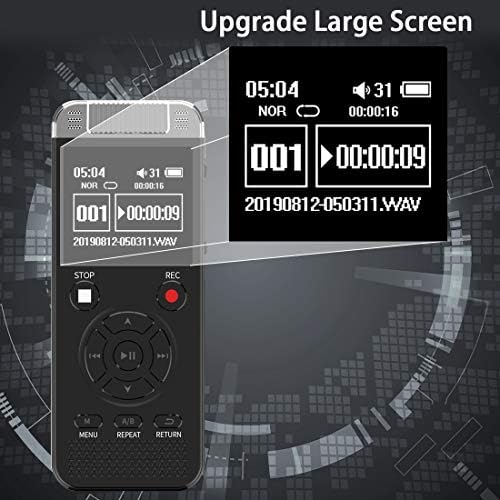 Digital voice recorder with 1536kbps audio quality, playback feature, and voice activation.