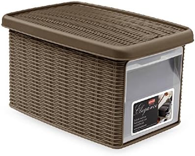 Caja de plástico multiusos con apertura frontal Elegance efecto mimbre: Amazon.es: Hogar