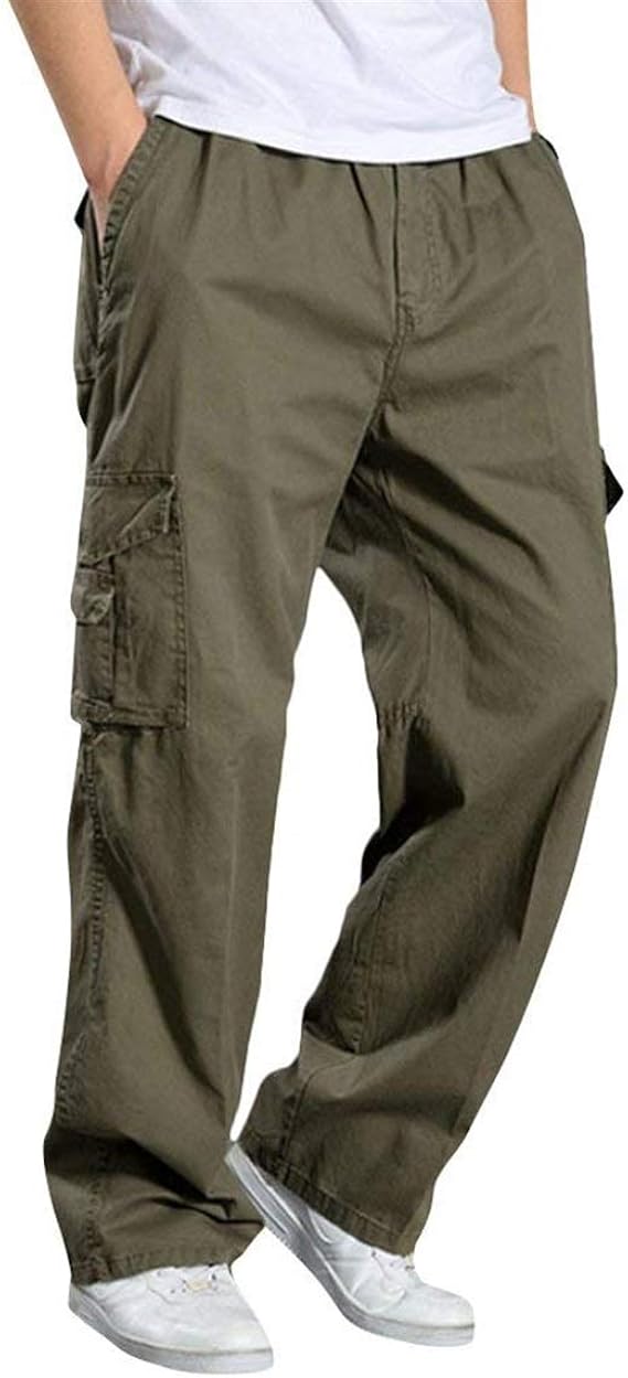 HaiDean Men's Trousers Cotton Straight Men's Cargo Men Pants Oversize