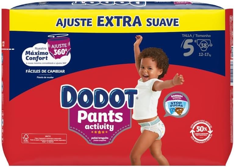 Activity Pants Couche-Culotte Taille 5, 38 Couches, 12kg-17kg, Avec Barrière STOP Fuites Aide à Prévenir Les Fuites Arrière