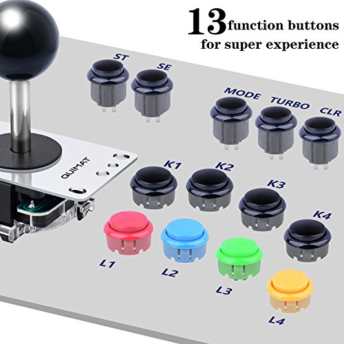 Quimat Updated Version Arcade Game DIY Kit, Arcade Buttons and Joystick Set with Zero Delay USB Encoder, 8way/4way Joystick&13 Function Buttons for PC and Raspberry Pi QR11-B - Thumbnail 5