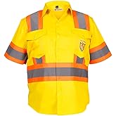 Premium Class 3 High Visibility Hi Vis Safety Shirt - Half Sleeve - 65% C35% N - 6 oz