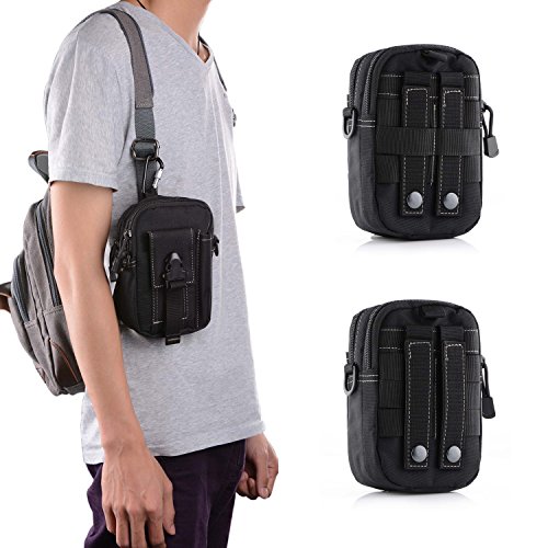liangdongshop Tactical Molle EDC Utility Gadget Pouch Compact Multipurpose Belt Waist Hip Bag with Cell Phone Holster Holder(With Strap-Khaki) - Thumbnail 7