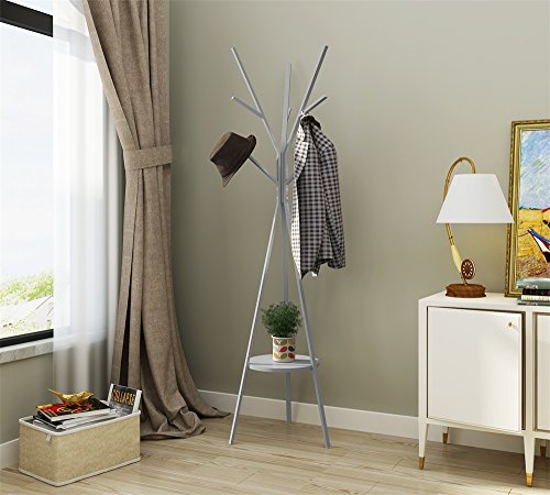 MULSH Standing Coat Rack Hat Hanger Coat Rack Hooks Coat Rack Hall Tree Entryway Standing Hat Jacket Coat Hanger Rack in Grey,17.72"x17.72"x73.46"(WxDxH)