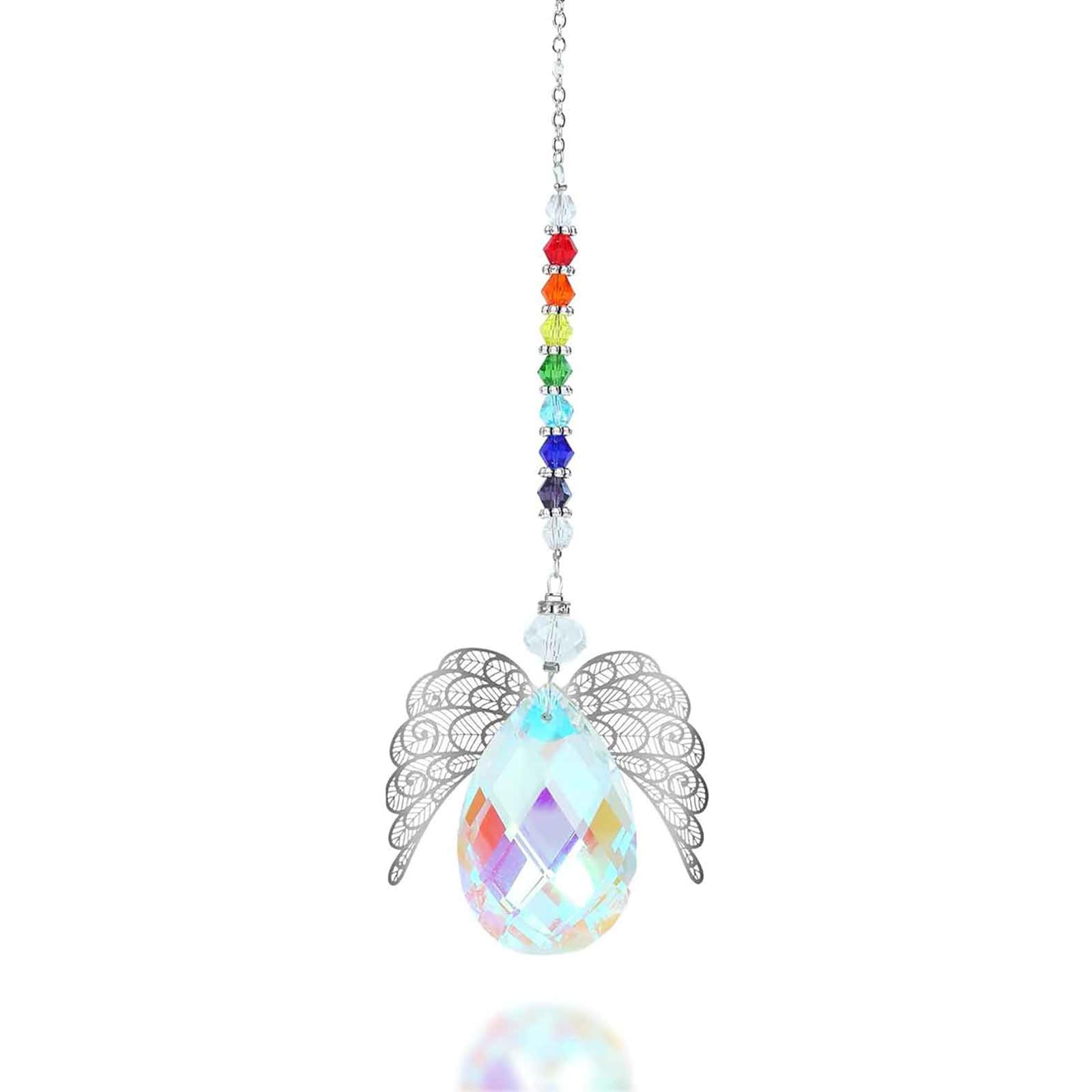 1 Pcs Sun Catcher AB Color Crystal Angel Wing Pendant Handmade outdoor holiday hanging ornament crystal suncatcher hanging crystals