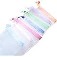 Andiker Soap Bag Soft for Shower, Soap Pouch Saver with Drawstring for Foaming and Drying,Hangable (7 pcs mesh soap bag)