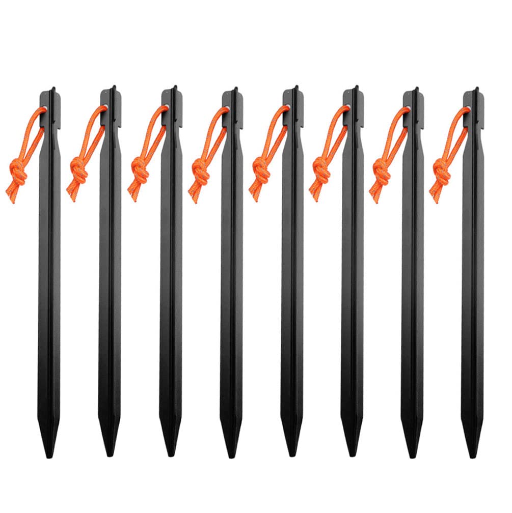 Pack of 20 Metal Tent Pegs, Aluminium Alloy Tent Pegs with Drawstring, Pegs for Hard Floors, Camping Pegs, for Garden, Travel, Hiking, Beach