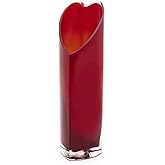 Royal Imports Red Heart Glass Flower Vase Decorative Centerpiece for Home or Wedding - 12" Tall, 3"x4" Opening